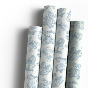 Blaue Toile de Jouy Vintage-Kinderzimmer Geschenkpapier