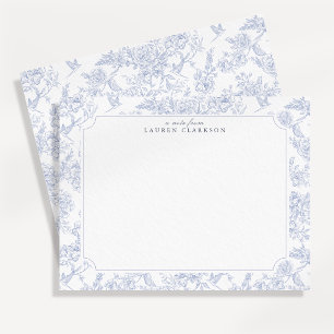 Blaue Toile-Eleganz-Notizkarte Einladung