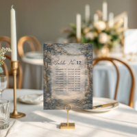 Blaue Toile-Hochzeitstisch-Sitzordnung