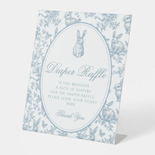 Blaue Toile Kleiner Hase Baby Shower Windel-Raffle Sockelschild