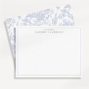 Blaue Toile-Minimalist-Rand-Notizkarte Einladung