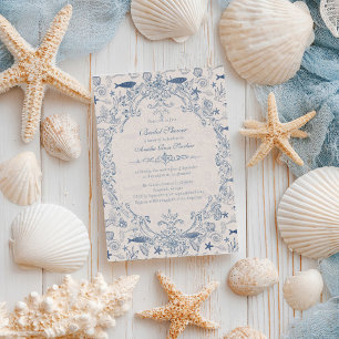 Blaue Toile-Ozean-Brautjungferneinladung Einladung