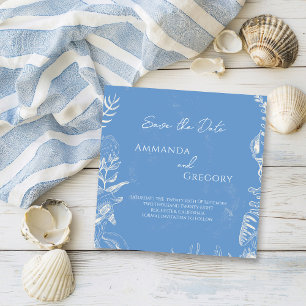 Blaue Toile-Ozean-Themen-Hochzeit Termin vormerken Save The Date