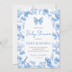 Blaue Toile Safari-Baby-Shower-Einladung Einladung