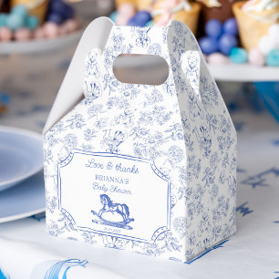 Blaue Toile Schaukelpferd Baby Shower Geschenke in Geschenkschachtel
