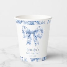 Blaue Toile-Schleife Vintage-Baby-Party-Papierbech