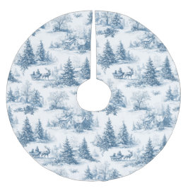 Blaue Toile-Weihnachtsmuster Polyester Weihnachtsbaumdecke