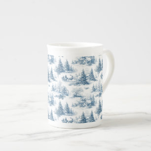 Blaue Toile-Weihnachtsmuster Prozellantasse