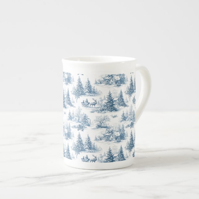 Blaue Toile-Weihnachtsmuster  Prozellantasse (Vorderseite Rechts)