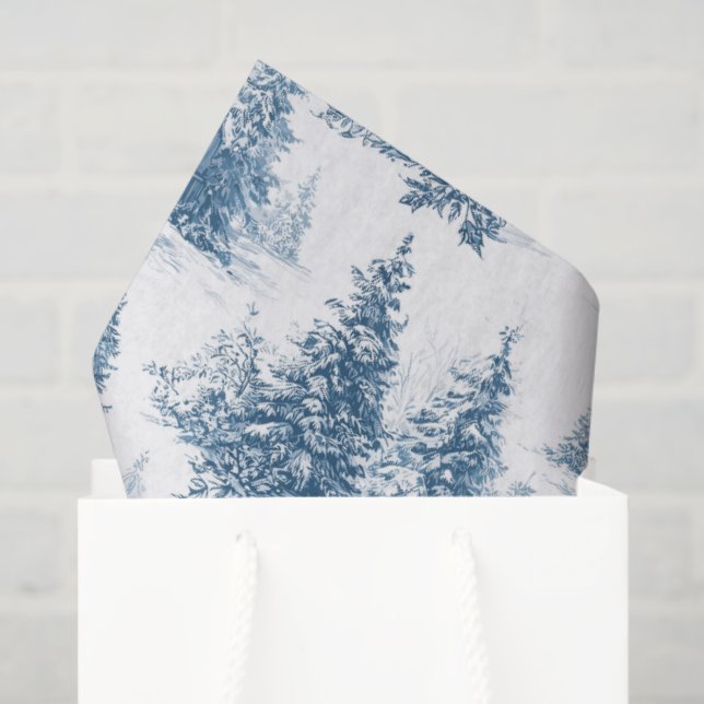 Blaue Toile-Weihnachtsmuster  Seidenpapier (Geschenktüte)