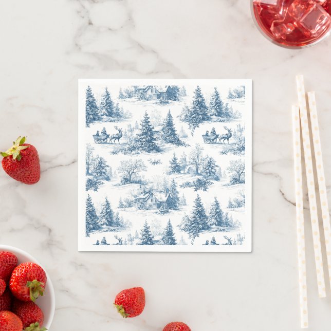 Blaue Toile-Weihnachtsmuster  Serviette (Beispiel)