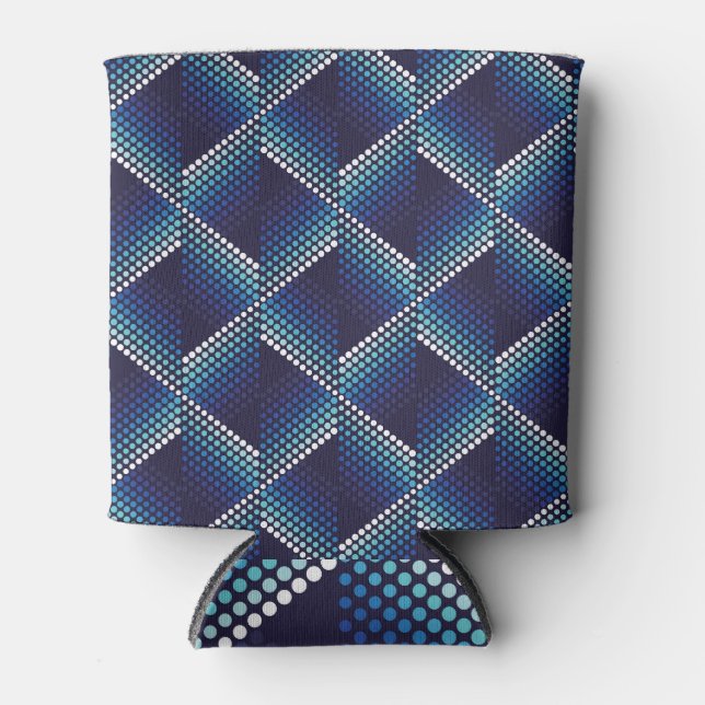 Blaue Töne Geometrisches Muster Dosenkühler (Vorderseite)