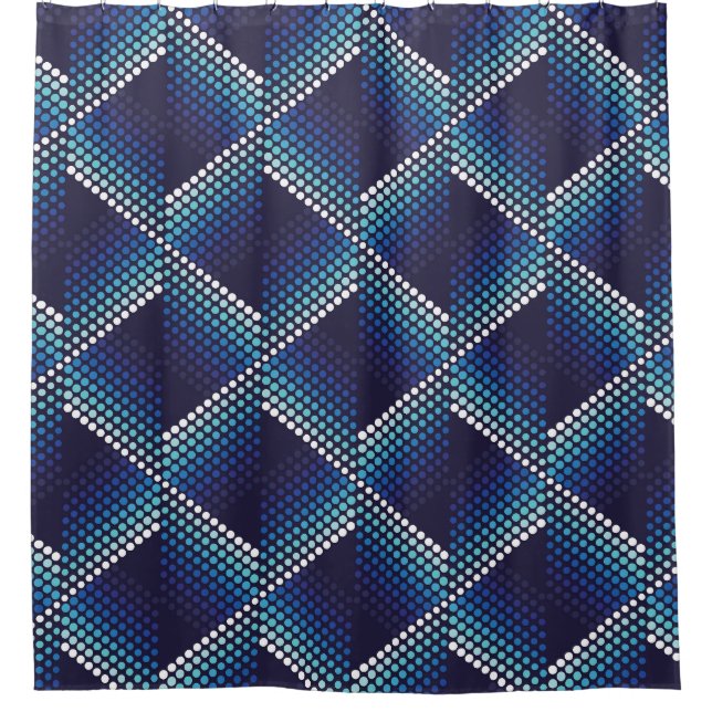 Blaue Töne Geometrisches Muster Duschvorhang (Vorderseite)