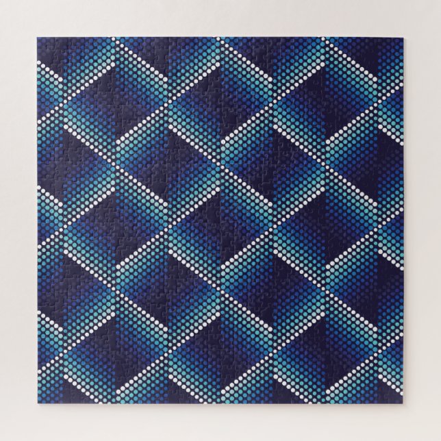 Blaue Töne Geometrisches Muster Puzzle (Vertikal)