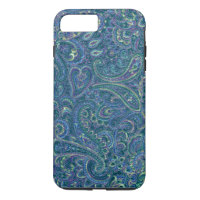 Blaue Töne Vintage verzierte Paisley-Stoffmuster