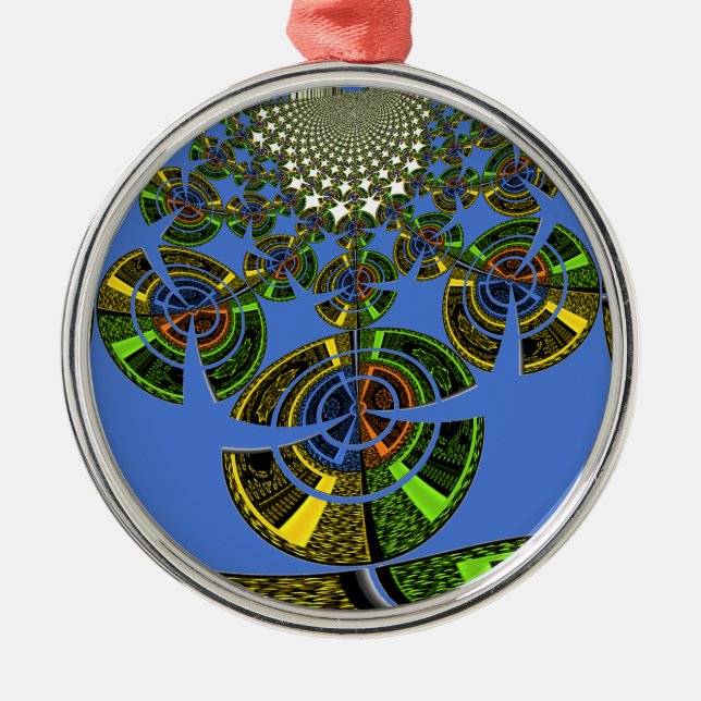 Blaue Tradition Ornament Aus Metall (Vorne)