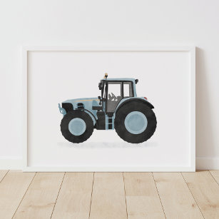 Blaue Traktor-Kinder-Zimmerdekor Poster
