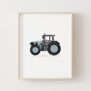 Blaue Traktor-Kinder-Zimmerdekor Poster