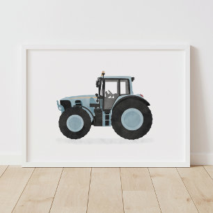Blaue Traktor-Kinderzimmer-Dekoration Poster