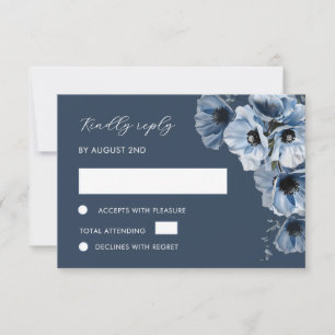 Blaue transparente Blumen-RSVP-Karte RSVP Karte