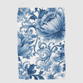 Blaue Träume | Florale Wassermalerei Chinoiserie Golfhandtuch