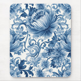 Blaue Träume | Florale Wassermalerei Chinoiserie Mousepad