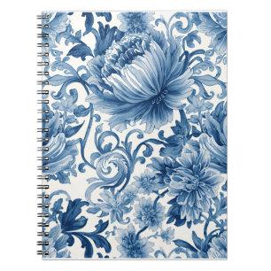 Blaue Träume   Florale Wassermalerei Chinoiserie Notizblock