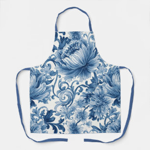 Blaue Träume Florale Wassermalerei Chinoiserie Schürze
