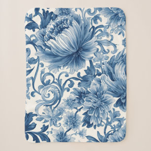 Blaue Träume Florale Wassermalerei Chinoiserie Sherpadecke