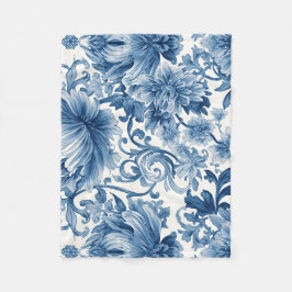 Blaue Träume | Florale Wassermalerei Chinoiserie W Fleecedecke