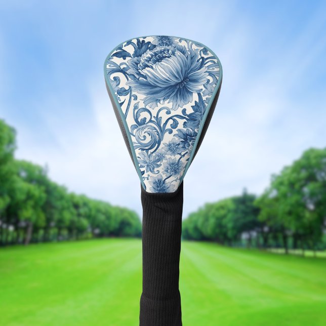 Blaue Träume | Florale Wassermalerei Chinoiserie W Golf Headcover (Von Creator hochgeladen)