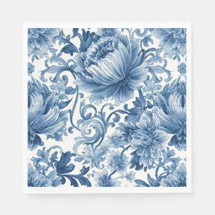 Blaue Träume   Florale Wassermalerei Chinoiserie W Serviette