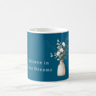 Blaue Träume Kiefernzapfen Winter Kaffeetasse