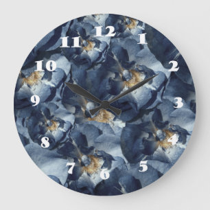 Blaue Träumerei, Rosen Floralmuster Wanduhr