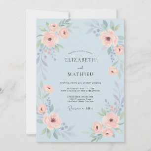 Blaue Träumerose Hochzeit Einladung