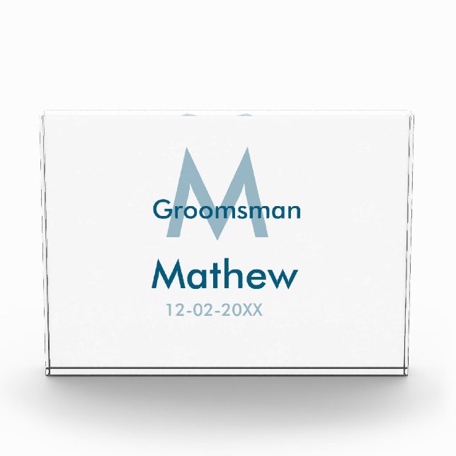 Blaue Trauzeuge mit Namensbuchstaben männlich pro Fotoblock (Vorderseite)