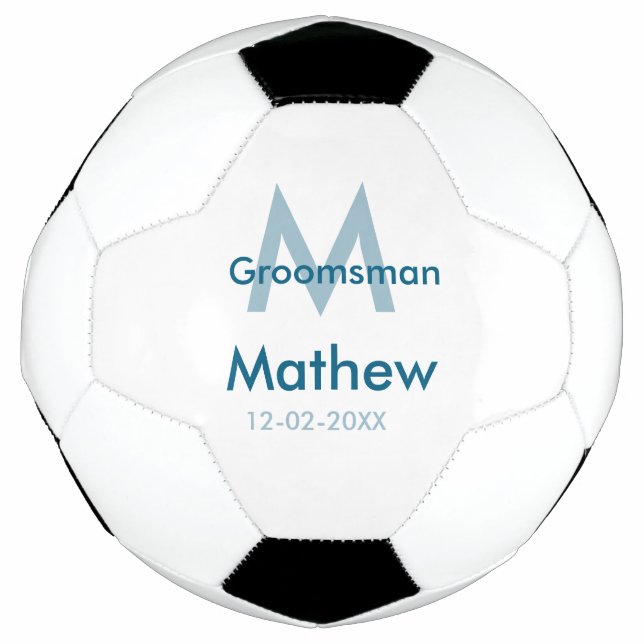 Blaue Trauzeuge mit Namensbuchstaben männlich pro Fußball (Vorderseite)