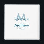 Blaue Trauzeuge mit Namensbuchstaben männlich pro Magnet<br><div class="desc">Gestaltung</div>