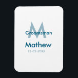Blaue Trauzeuge mit Namensbuchstaben männlich pro Magnet<br><div class="desc">Gestaltung</div>