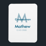 Blaue Trauzeuge mit Namensbuchstaben männlich pro Magnet<br><div class="desc">Gestaltung</div>