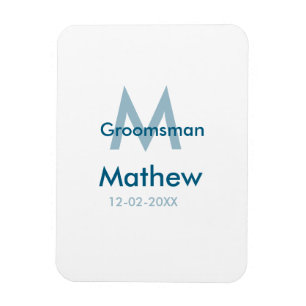 Blaue Trauzeuge mit Namensbuchstaben männlich pro Magnet