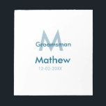 Blaue Trauzeuge mit Namensbuchstaben männlich pro Notizblock<br><div class="desc">Gestaltung</div>