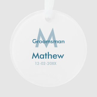 Blaue Trauzeuge mit Namensbuchstaben männlich pro Ornament