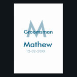 Blaue Trauzeuge mit Namensbuchstaben männlich pro Tischnummer<br><div class="desc">Gestaltung</div>