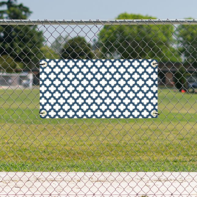 Blaue Trellis, Gitter, Quatrefolie Banner (Insitu)