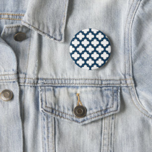 Blaue Trellis, Gitter, Quatrefolie Button