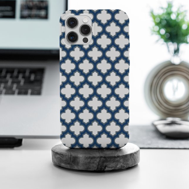 Blaue Trellis, Gitter, Quatrefolie Case-Mate iPhone Hülle (Von Creator hochgeladen)