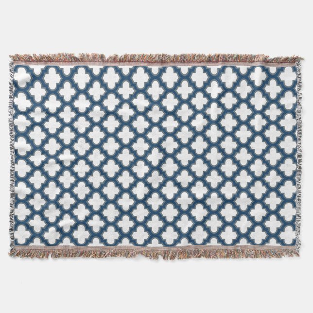 Blaue Trellis, Gitter, Quatrefolie Decke (Vorderseite)