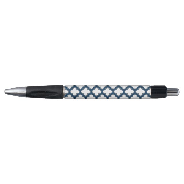 Blaue Trellis, Gitter, Quatrefolie Kugelschreiber (Vorderseite)