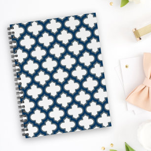 Blaue Trellis, Gitter, Quatrefolie Notizbuch